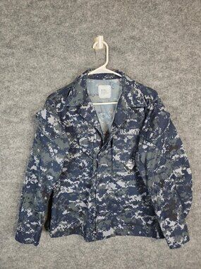 US Navy NWU Type I Shirt Mens Small XX-Short Blue Digital Camo Uniform Blouse